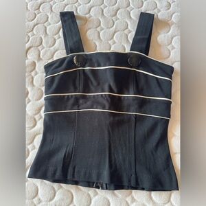Bebe Black and White Tank Top with Button Accents